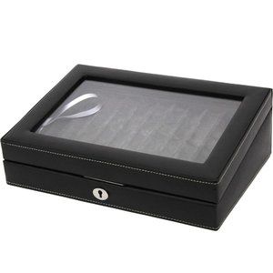 Tech Swiss TS0432BLK, 11 Pen Box Display Storage Black Leather